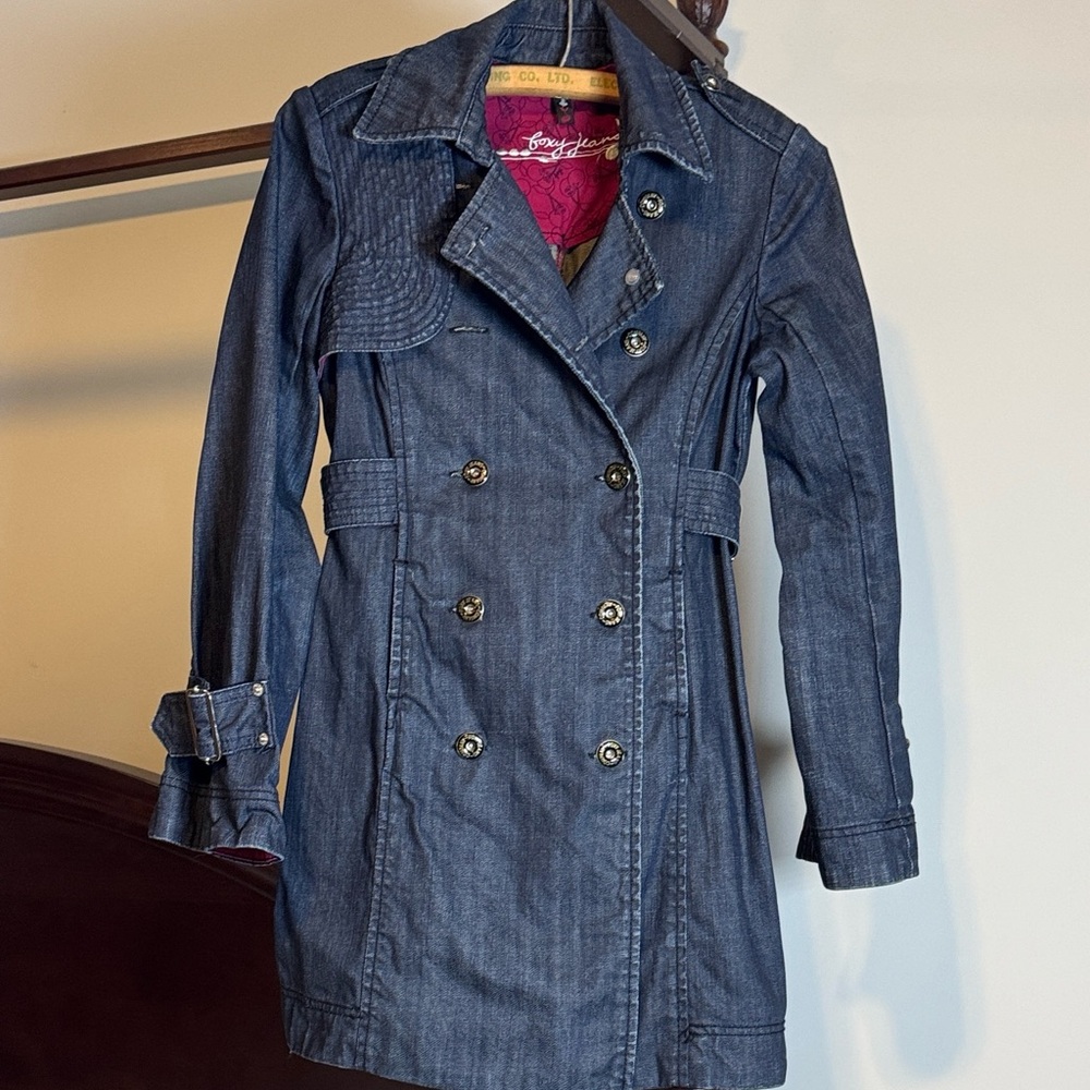 Foxy Jeans Indigo blue Double-Breasted Trench Coat